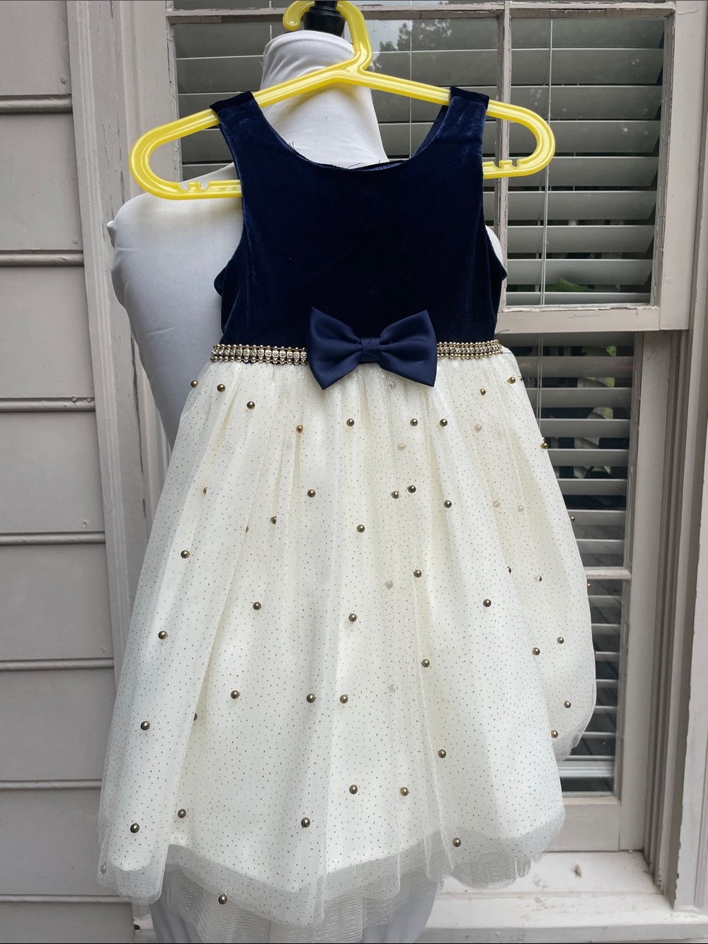 Princess by American Princess Navy Velvet & Ivory Party Dress Girls Size 4T